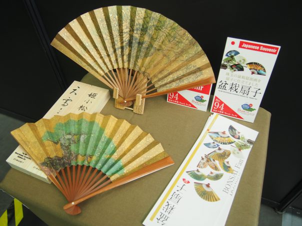 Display of Bonsai Folding Fan