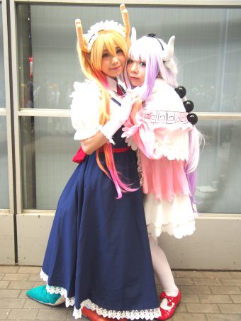 Cosplayers of Tohru and Kanna from Miss Kobayashi's Dragon Maid