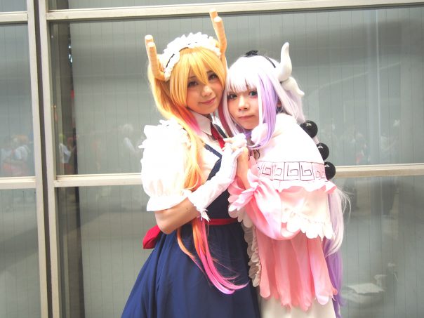 Cosplayers of Tohru and Kanna from Miss Kobayashi's Dragon Maid