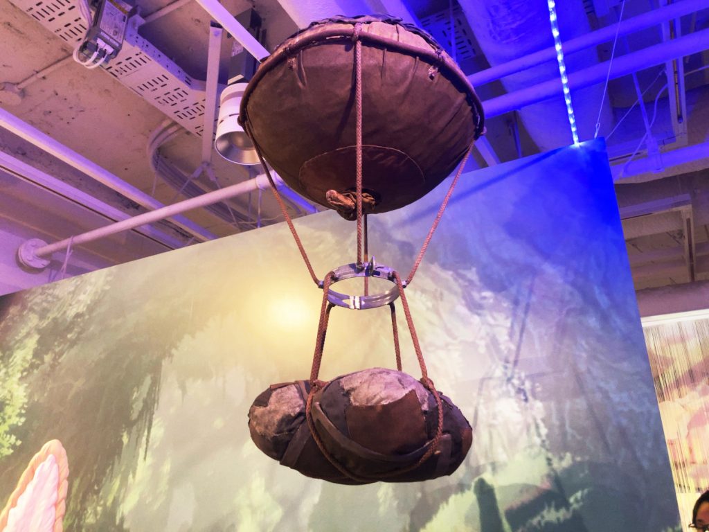 Letters by cave raiders hung under the balloon