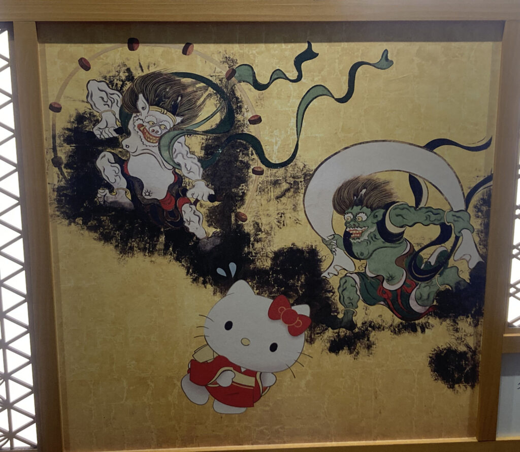 Hello Kitty x Wind God and Thunder God Screens by Korin Ogata