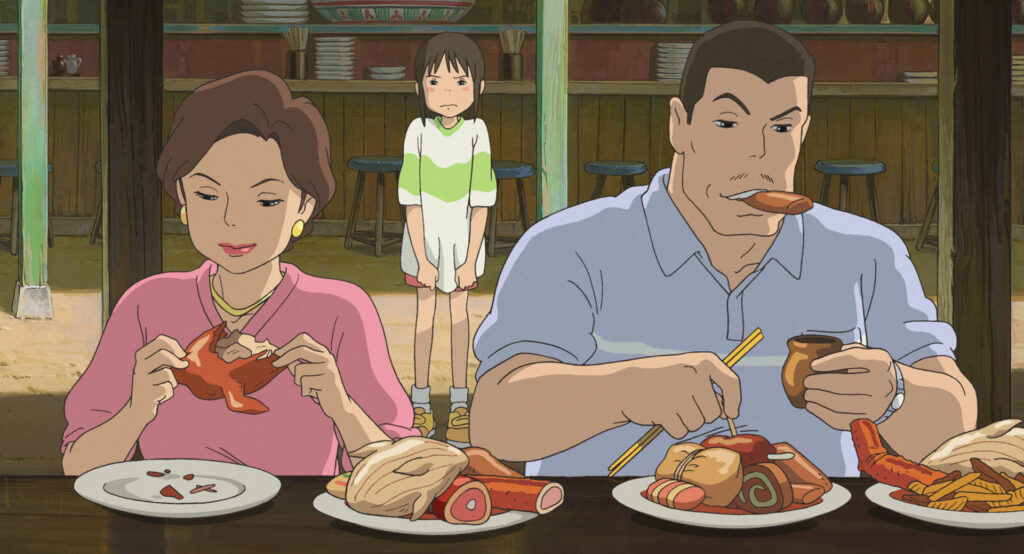 Chihiro's Parents Eating foods at a diner